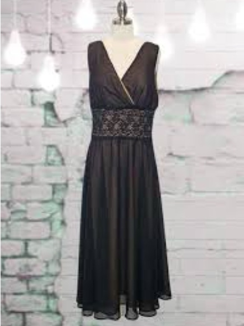 connected apparel Black Lace-Embellished Midi Dress